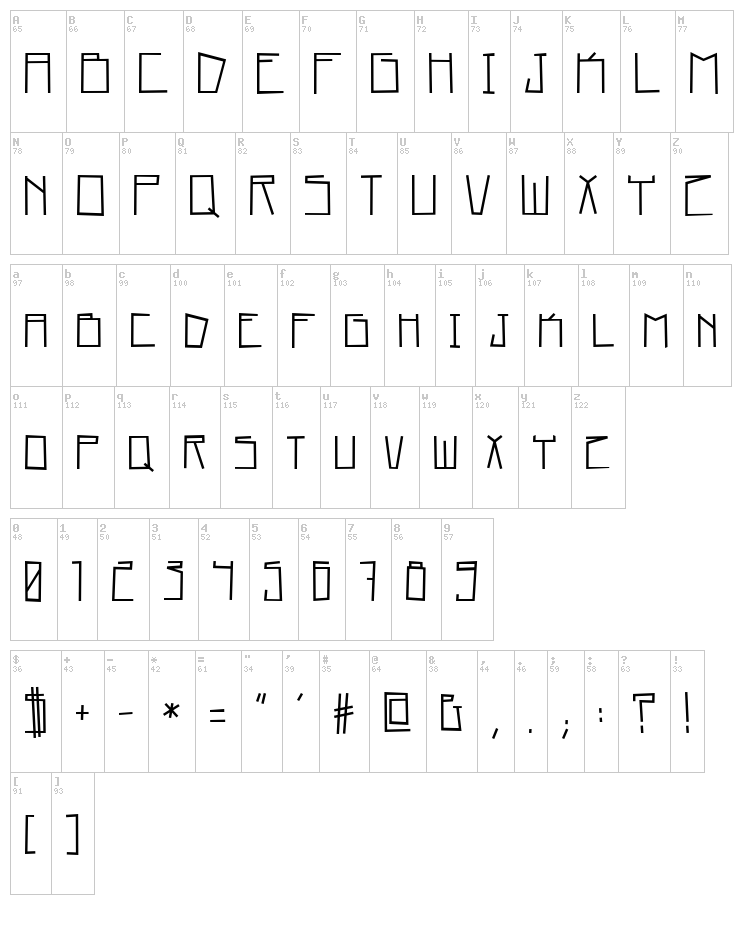 Home Square font map